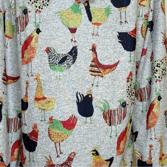 L.A. Soul Colorful Chicken Print Pullover Hoodie Soft Cozy Women’s Size Medium - Picture 5 of 11